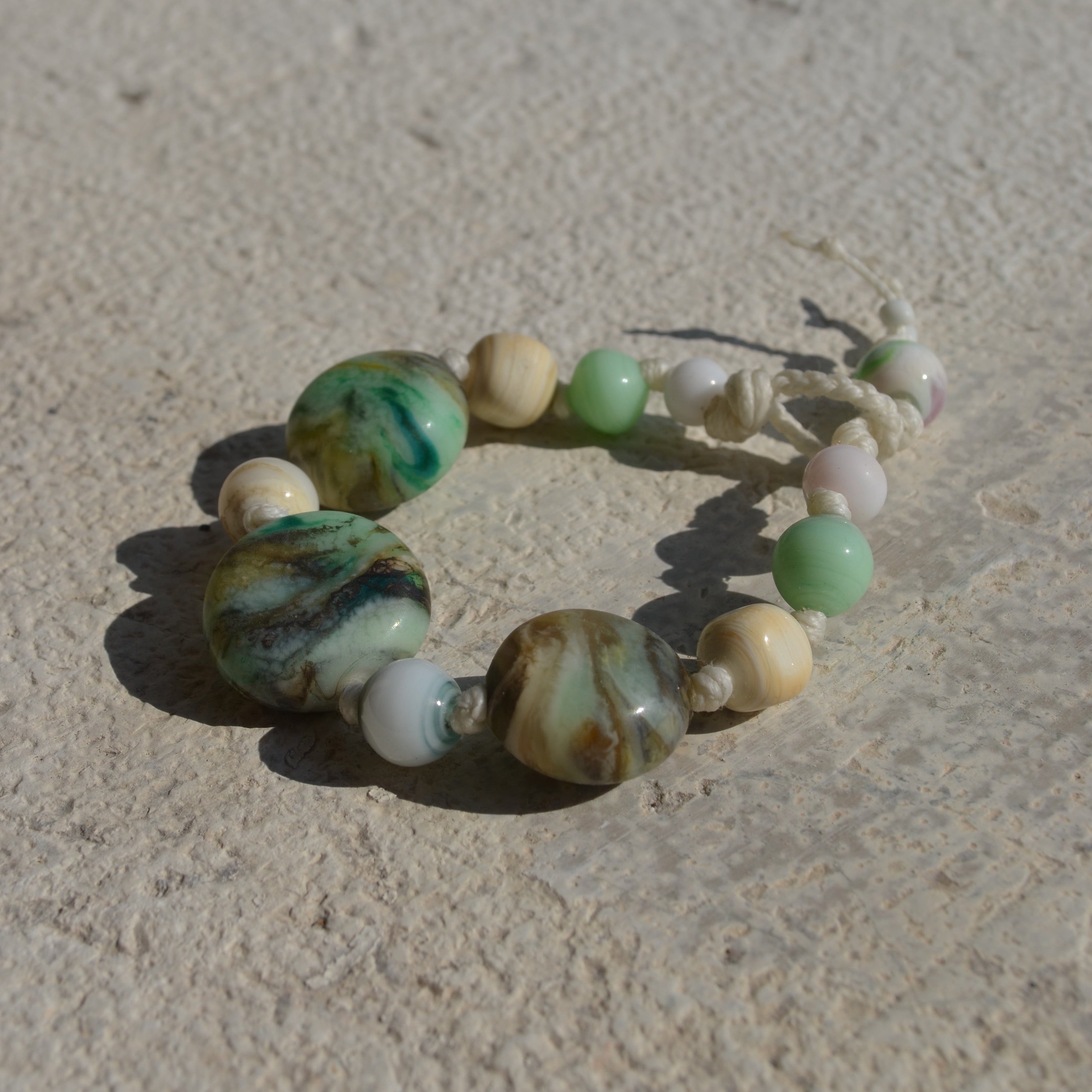 Green & Marble Bracelet - Muriel Balensi - Murano Glass Beads – EVERYTHING  I WANT