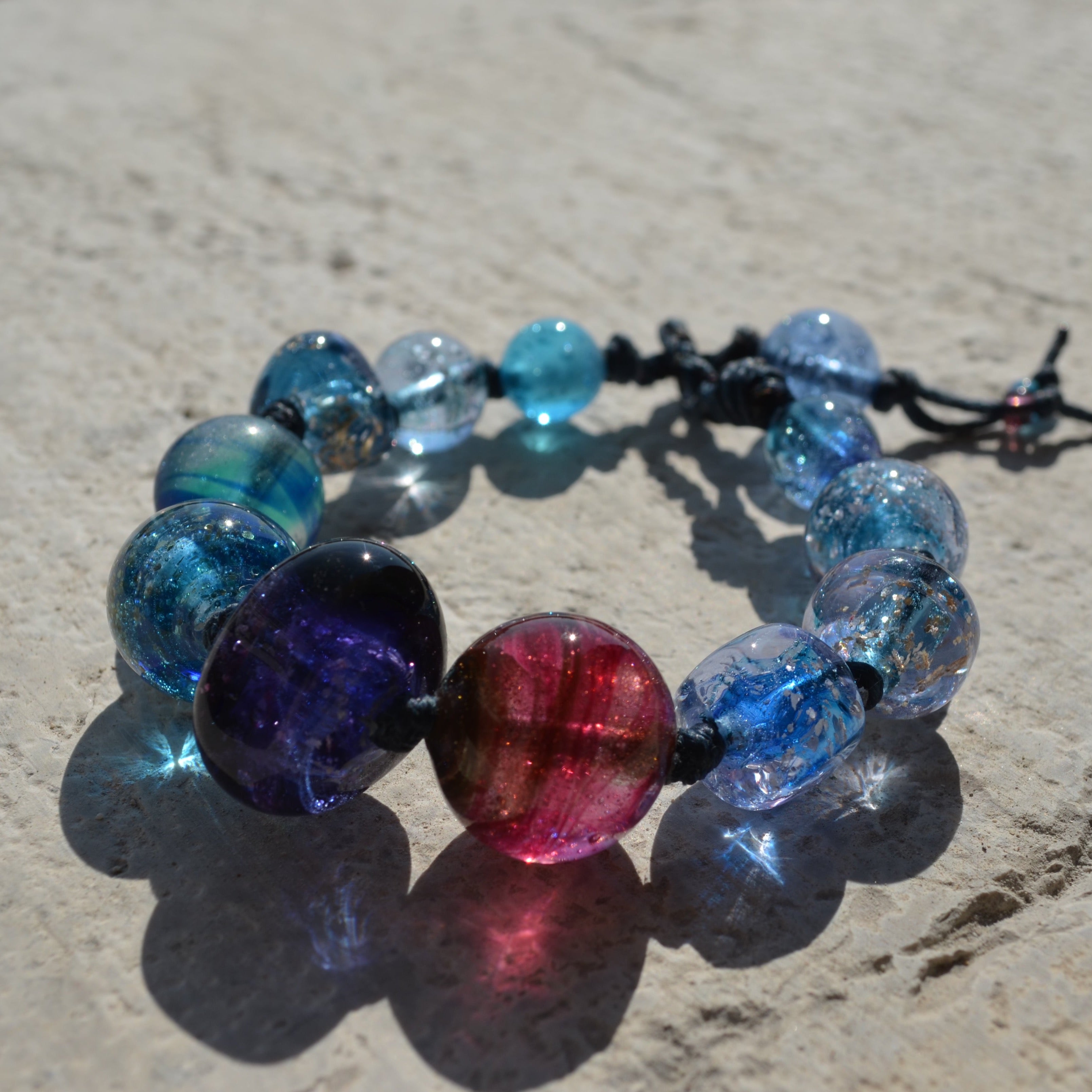 Bamoer Authentic 925 Sterling Silver Murano Style Blue Bubble Bead – For Charm Bracelets