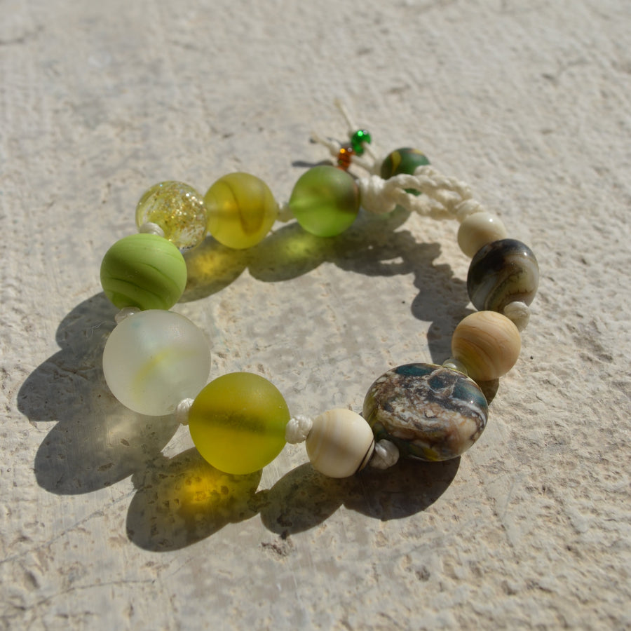 Muriel Balensi green women bracelet glass beads women jewelry The Art of Venetian Glass Beads