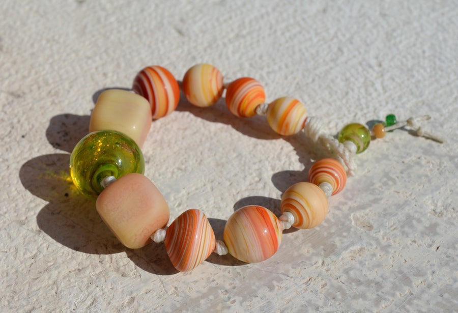 Muriel Balensi orange women bracelet glass beads women jewelry