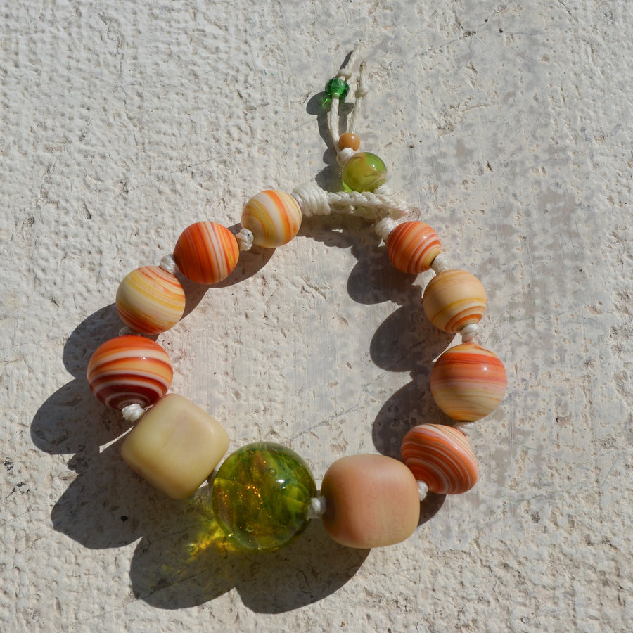 Muriel Balensi orange marble women bracelet glass beads women jewelry