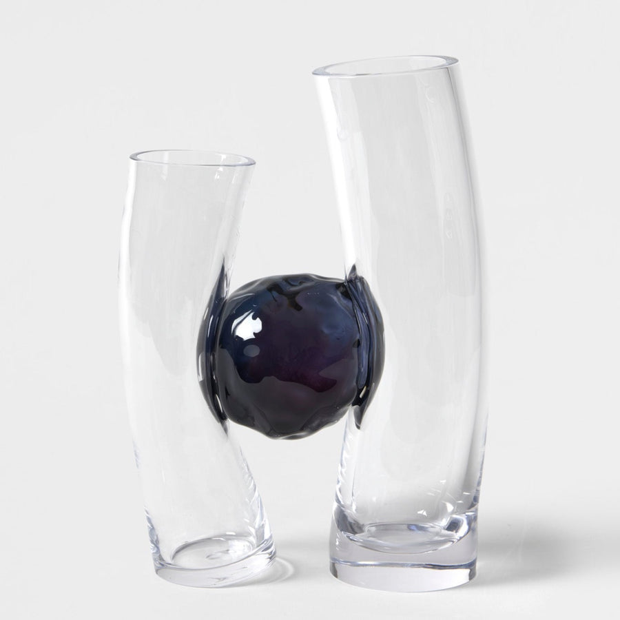 Flavie Audi artist glass blowing glass vase les vases communiquant  night blue series small