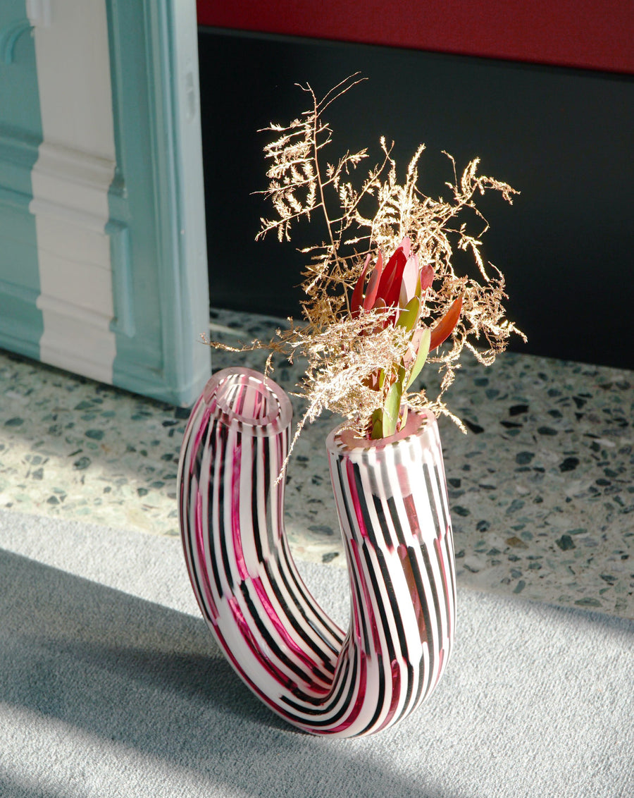 Marco Mencacci designer architect boomerang twid murano glass vase
