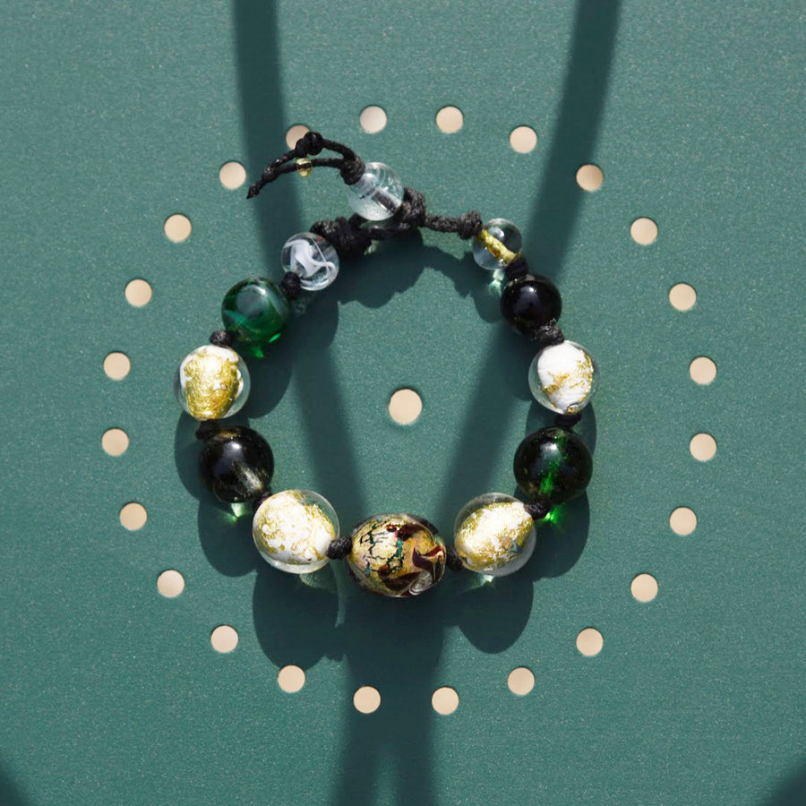 Muriel Balensi green women bracelet glass beads women jewelry  perle sommerso