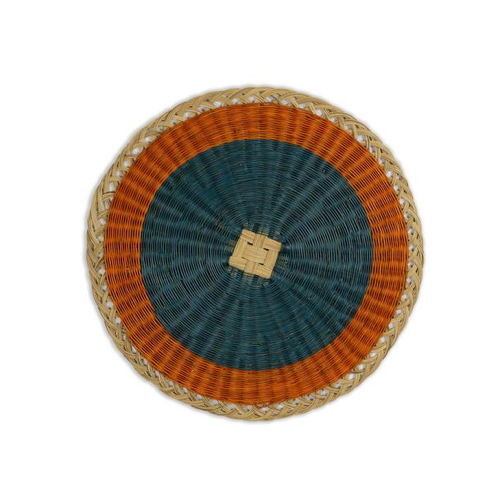 Mola Sasa orange blue wicker placemats traditional colombian art craft 