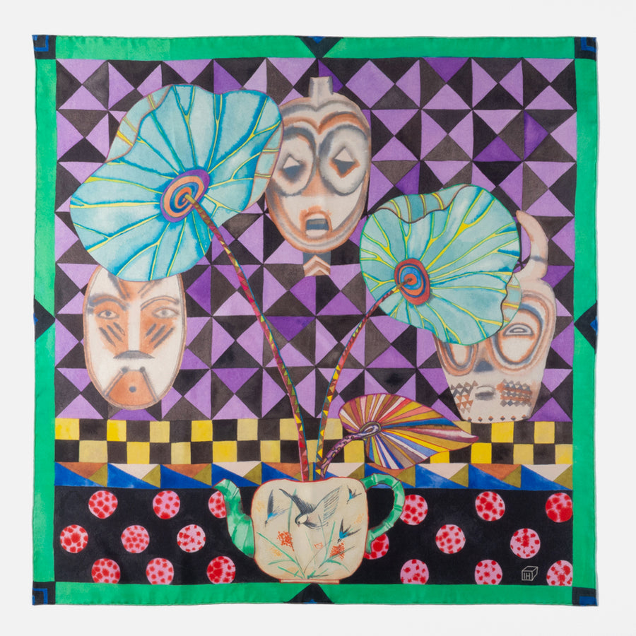 Isabelle Hayman Tea pot silk scarf artist drawings