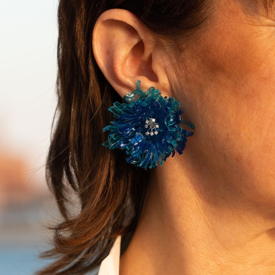 Enrica Borghi margherita burgener fiordaliso blue earrings recycled materials precious stones