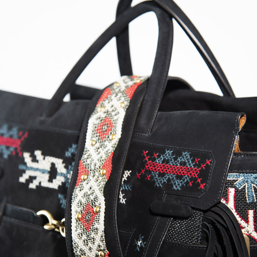 Demetria black sempre bag embroideries weaving from philippines  beadwork strap