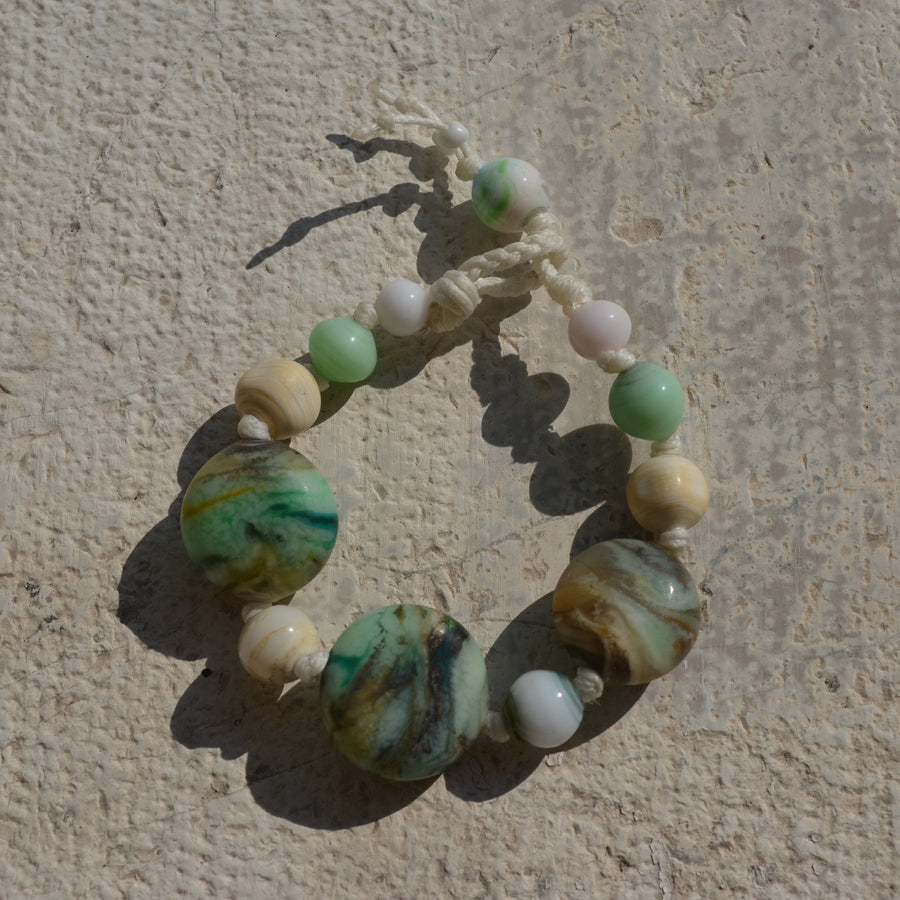Muriel Balensi green marble women bracelet glass beads women jewelry perle sommerso