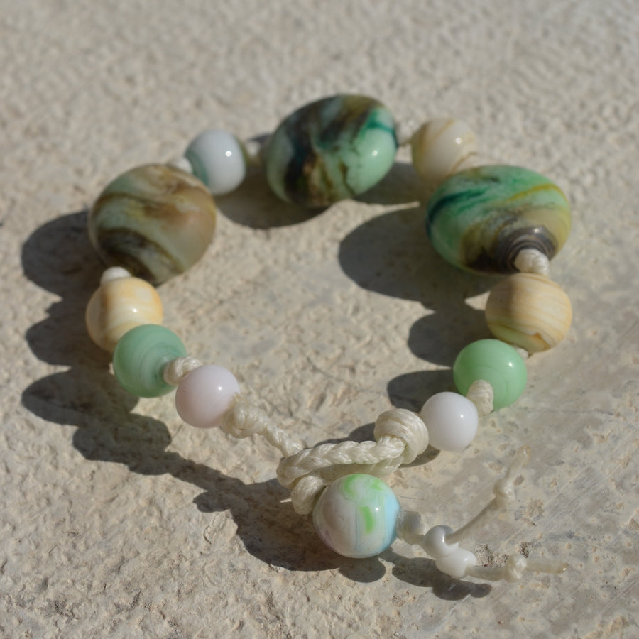 Muriel Balensi green marble women bracelet glass beads women jewelry The Art of Venetian Glass Beads