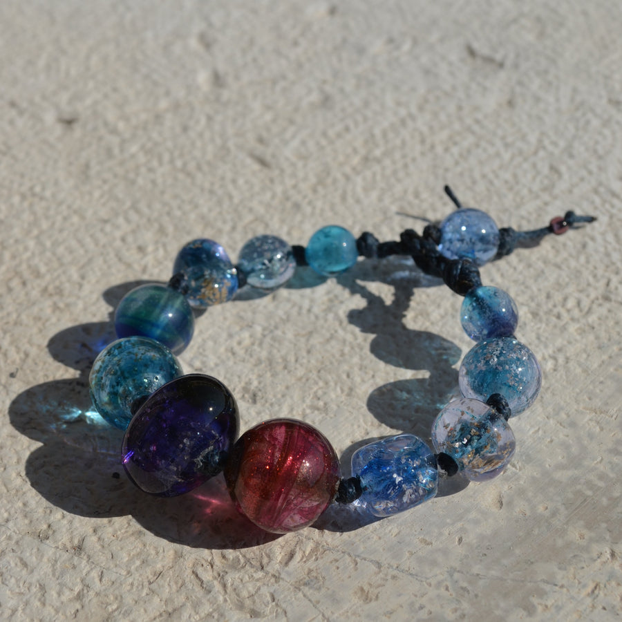 Muriel Balensi silver blue women bracelet glass beads women jewellery The Art of Venetian Glass Beads