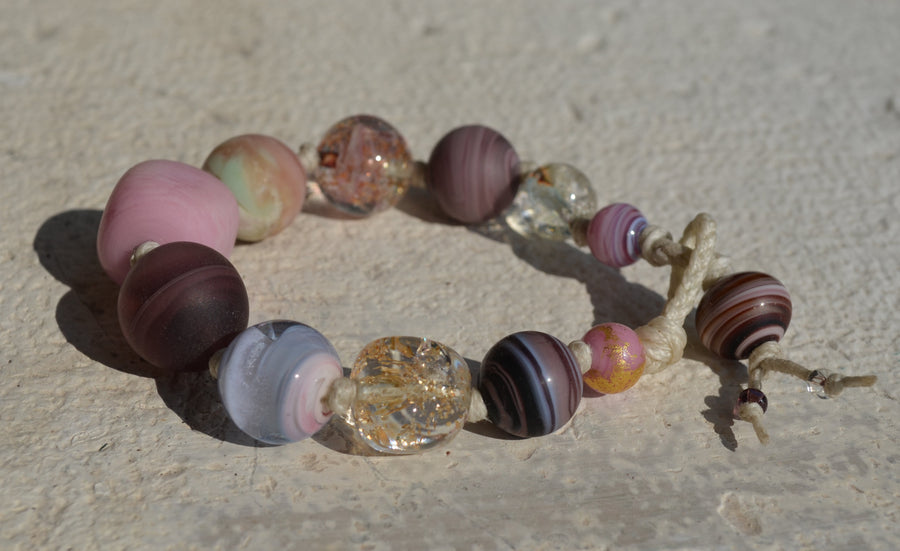 Muriel Balensi pink women bracelet glass beads women jewellery perle sommerso