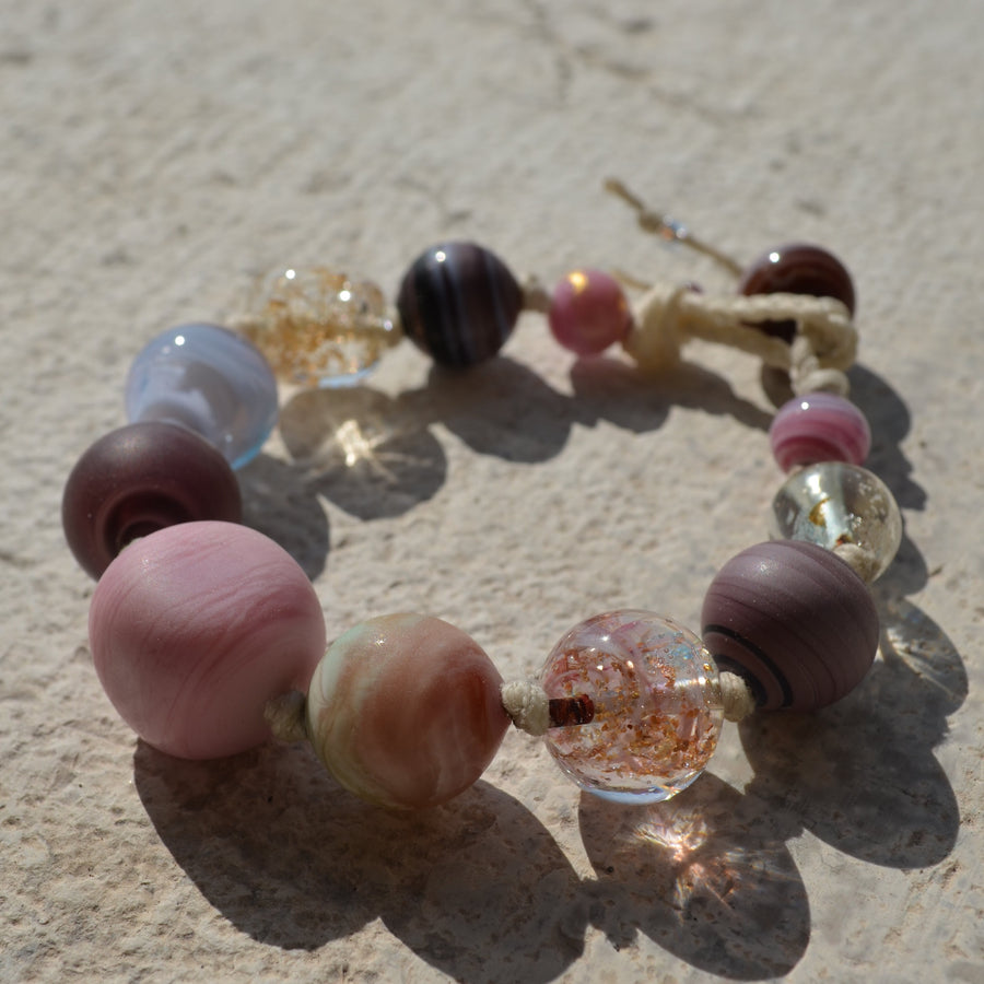 Muriel Balensi pink women bracelet glass beads women jewelry