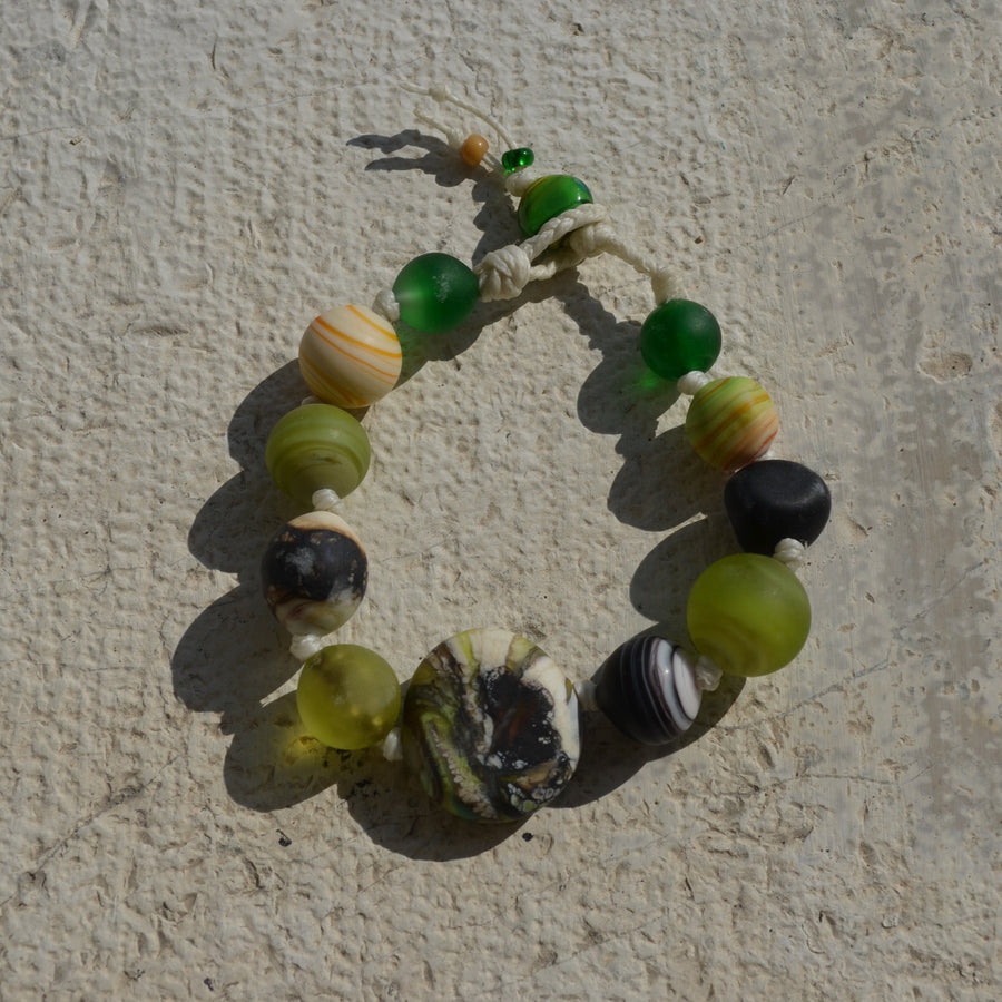 Muriel Balensi green women bracelet glass beads women jewelry 