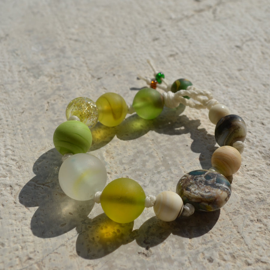 Muriel Balensi green women bracelet glass beads women jewelry  perle sommerso