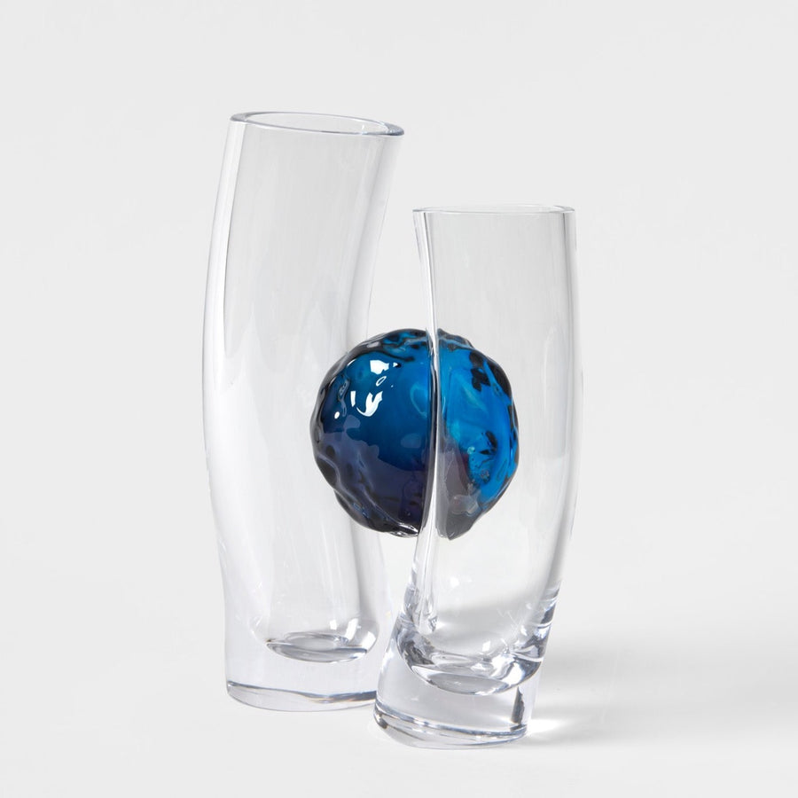 Flavie Audi artist glass blowing glass vase les vases communiquant  dee blue series meduim