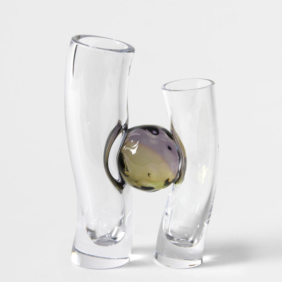 Flavie Audi artist glass blowing glass vase les vases communiquant purple yellow blob glass series