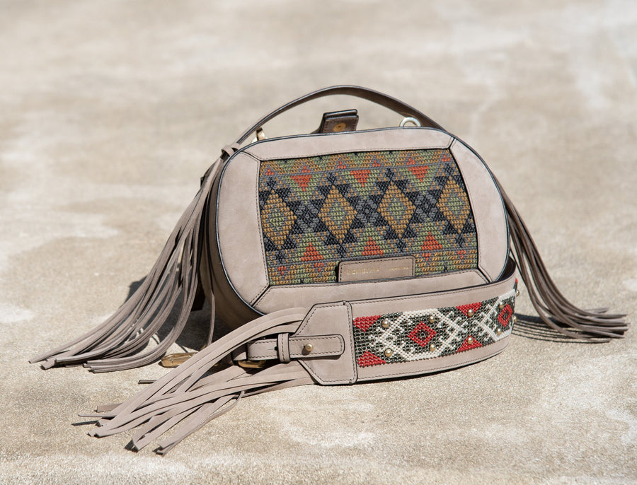 Demetria beige demi bag embroideries weaving from philippines beadwork
