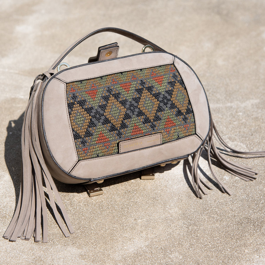 Demetria beige demi bag embroideries weaving from philippines 