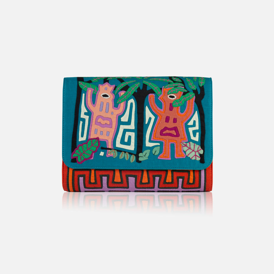 Mola Sasa kuna cluth traditional colombian art craft multicolor bag