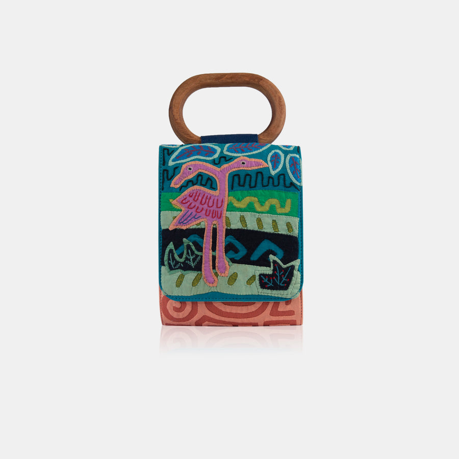 Mola Sasa sigwi mini bag traditional colombian art craft women handbag