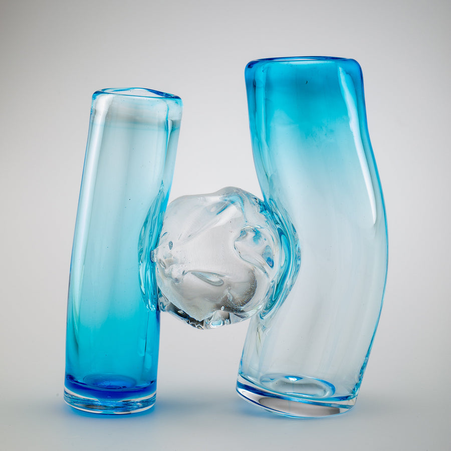 Flavie Audi artist glass blowing glass vase les vases communiquant  blue series