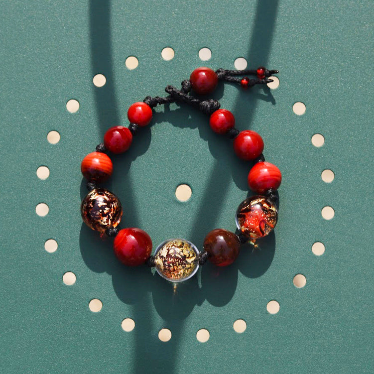 Muriel Balensi red women bracelet glass beads women jewelry The Art of Venetian Glass Beads