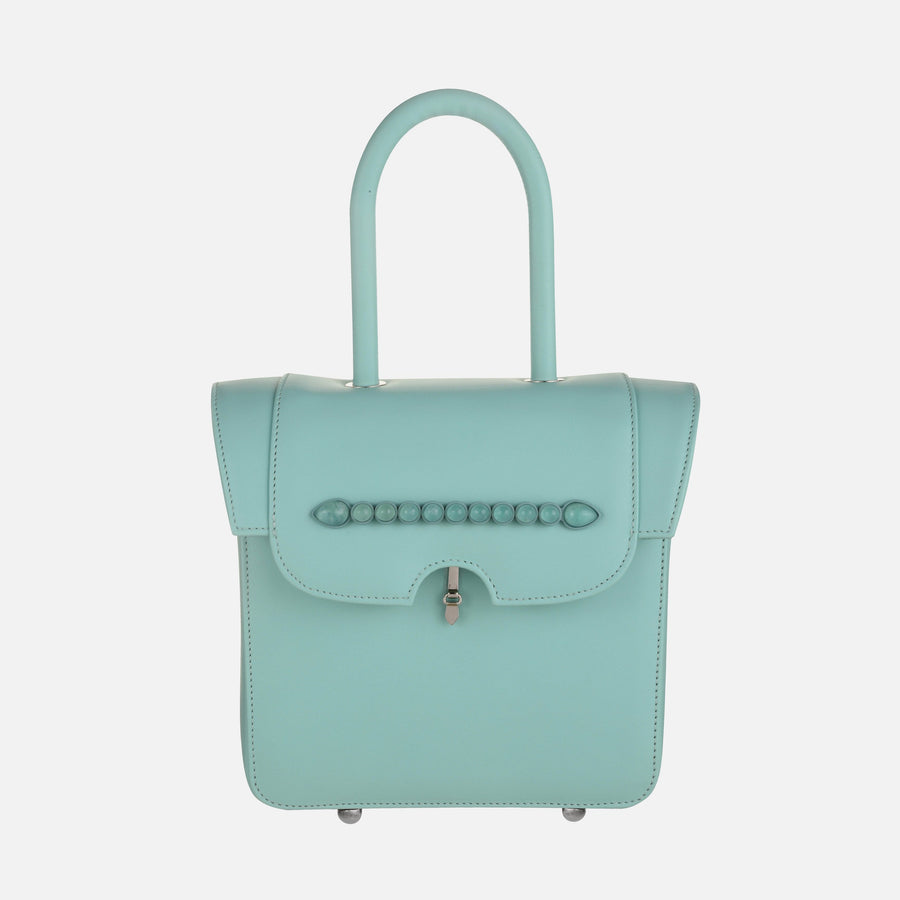 Stefania Pramma bag designer turquoise handbag italian leather semi precious stones 