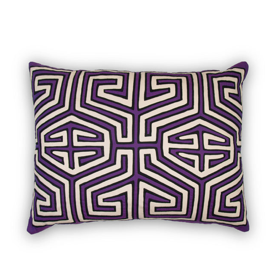 Mola Sasa purple kuna cushion traditional colombian art craft homeware design kuna texile