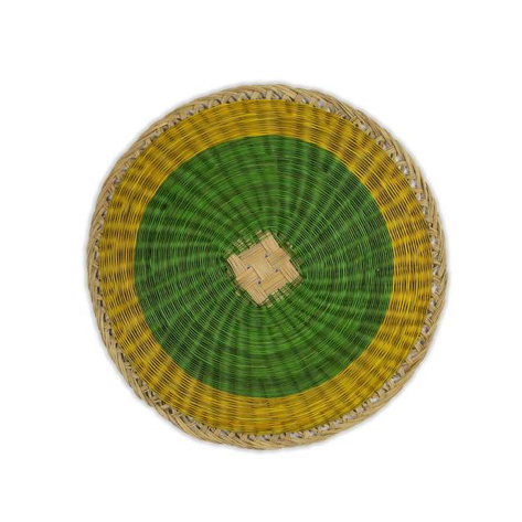 Mola Sasa yellow green wicker placemats traditional colombian art craft 