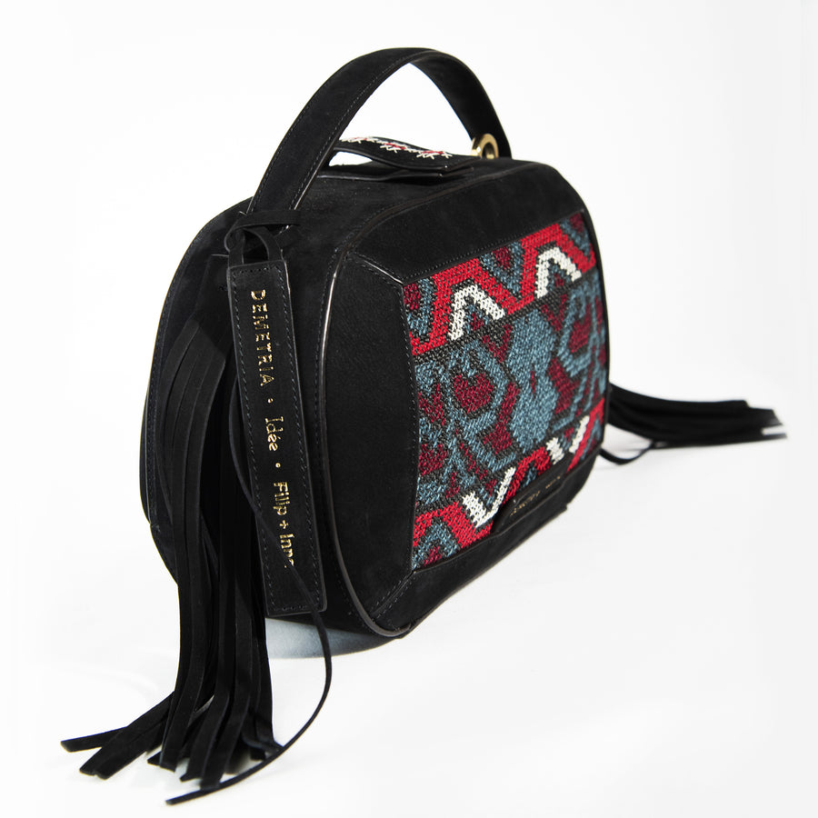 Demetria black demi bag embroideries weaving from philippines idee + demetria + Filip+Inna