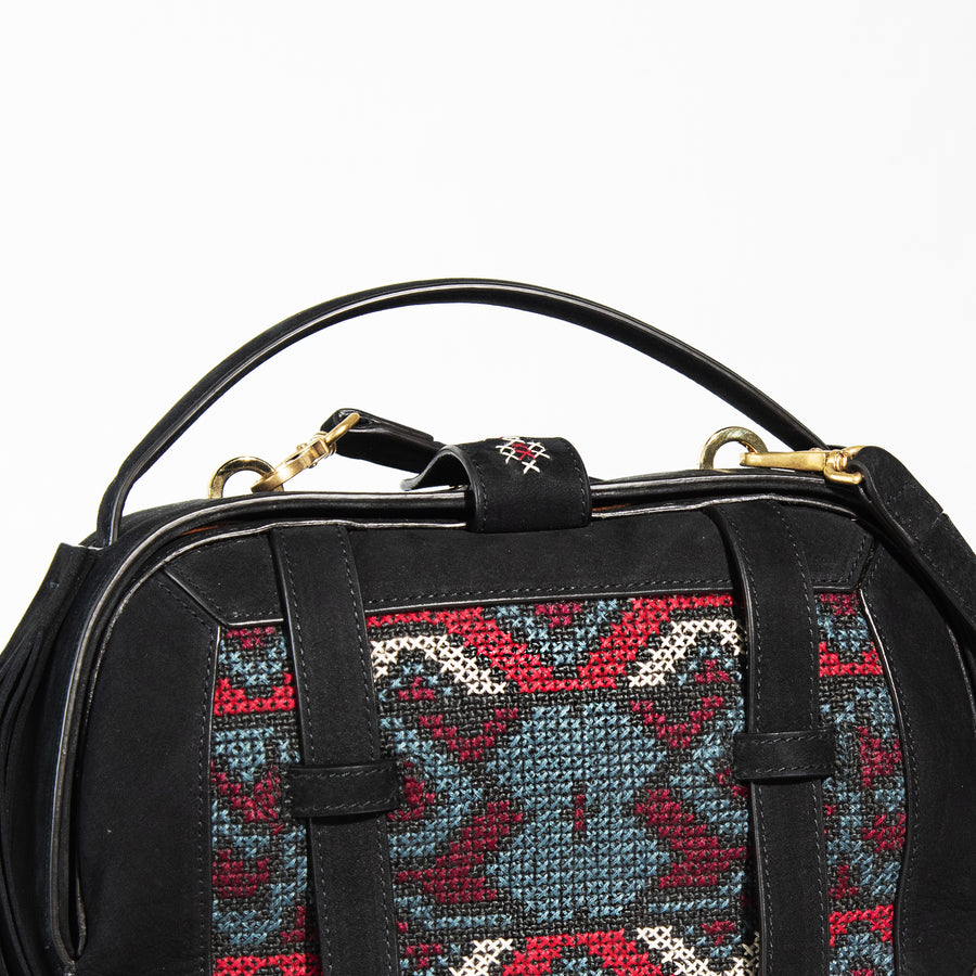 Demetria black demi bag embroideries weaving from philippines 