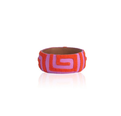 Mola Sasa kuna bracelet traditional colombian art craft women jewelry pink color