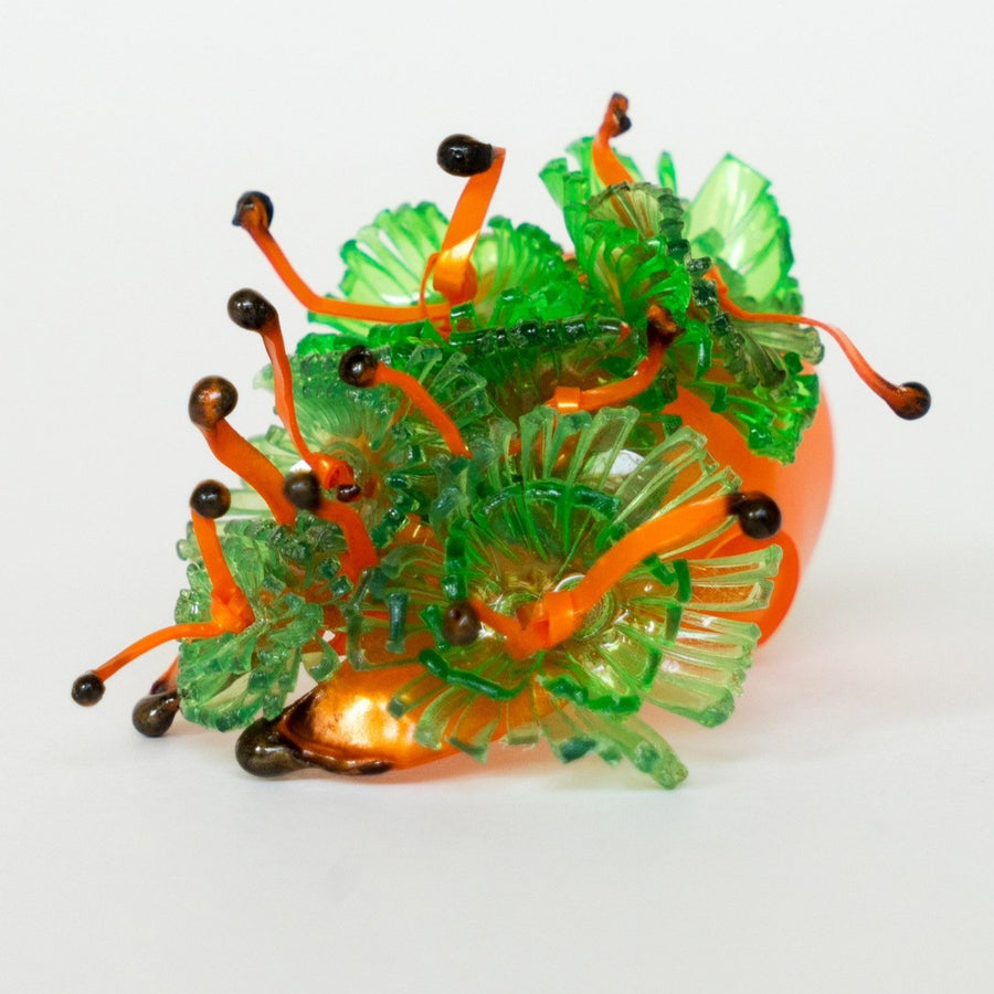 Enrica Borghi artist recycled plastic green orange plastic ring wearable art unique