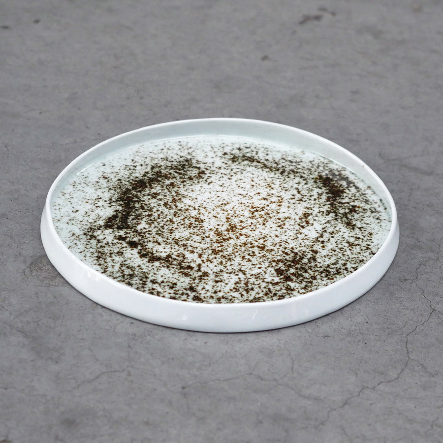 Agne kucerankaite porcelaine collection ignorance is bliss white dotted round plate