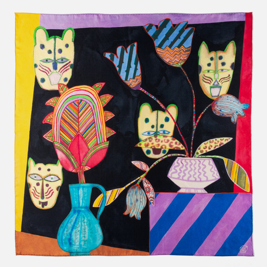 Isabelle Hayman leopard silk scarf artist drawings