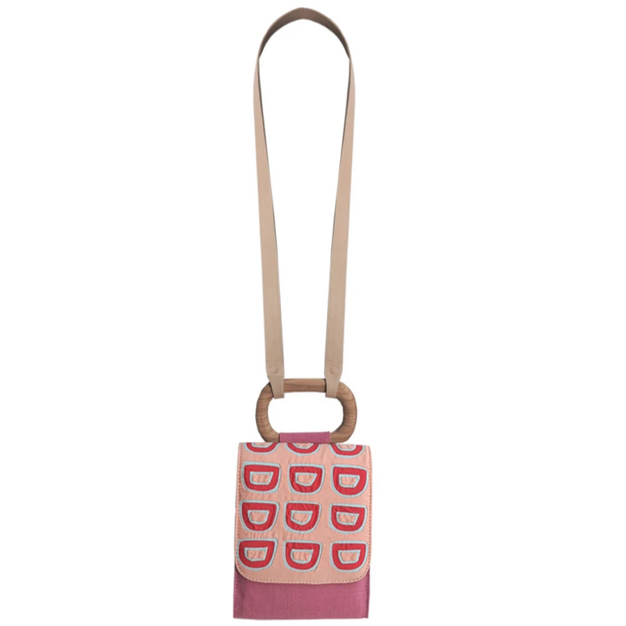 Mola Sasa mandarine pink micro bag traditional colombian art craft women handbag