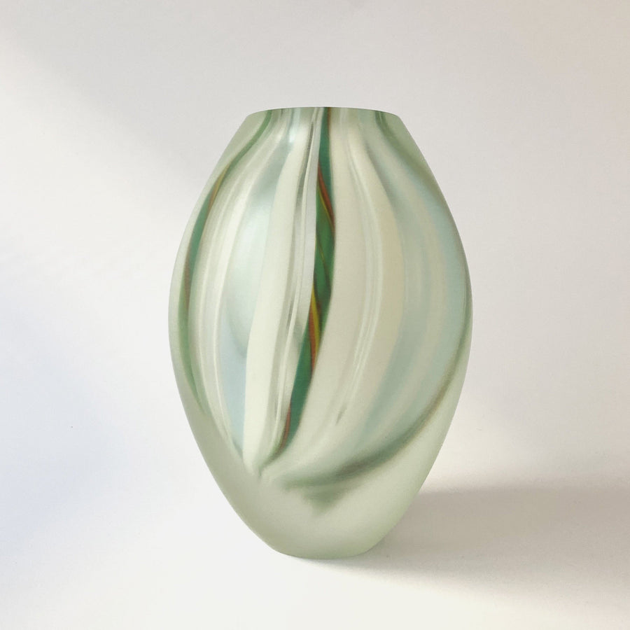 Marco Mencacci designer architect acid green vase murano glass threads of glass take a spiral shape  Lovers collection