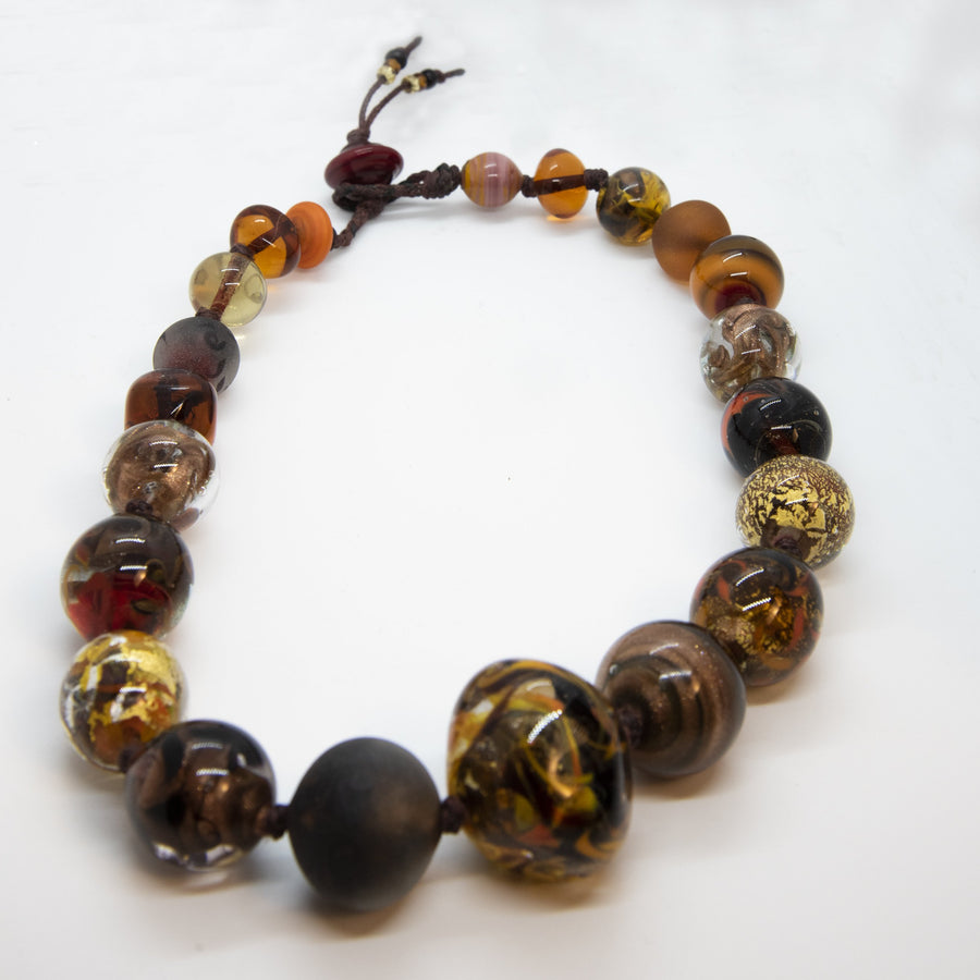 Muriel Balensi brown women necklace glass beads women jewelry