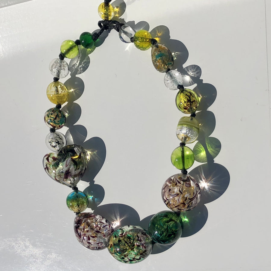 Muriel Balensi green women necklace glass beads women jewellery The Art of Venetian Glass Beads