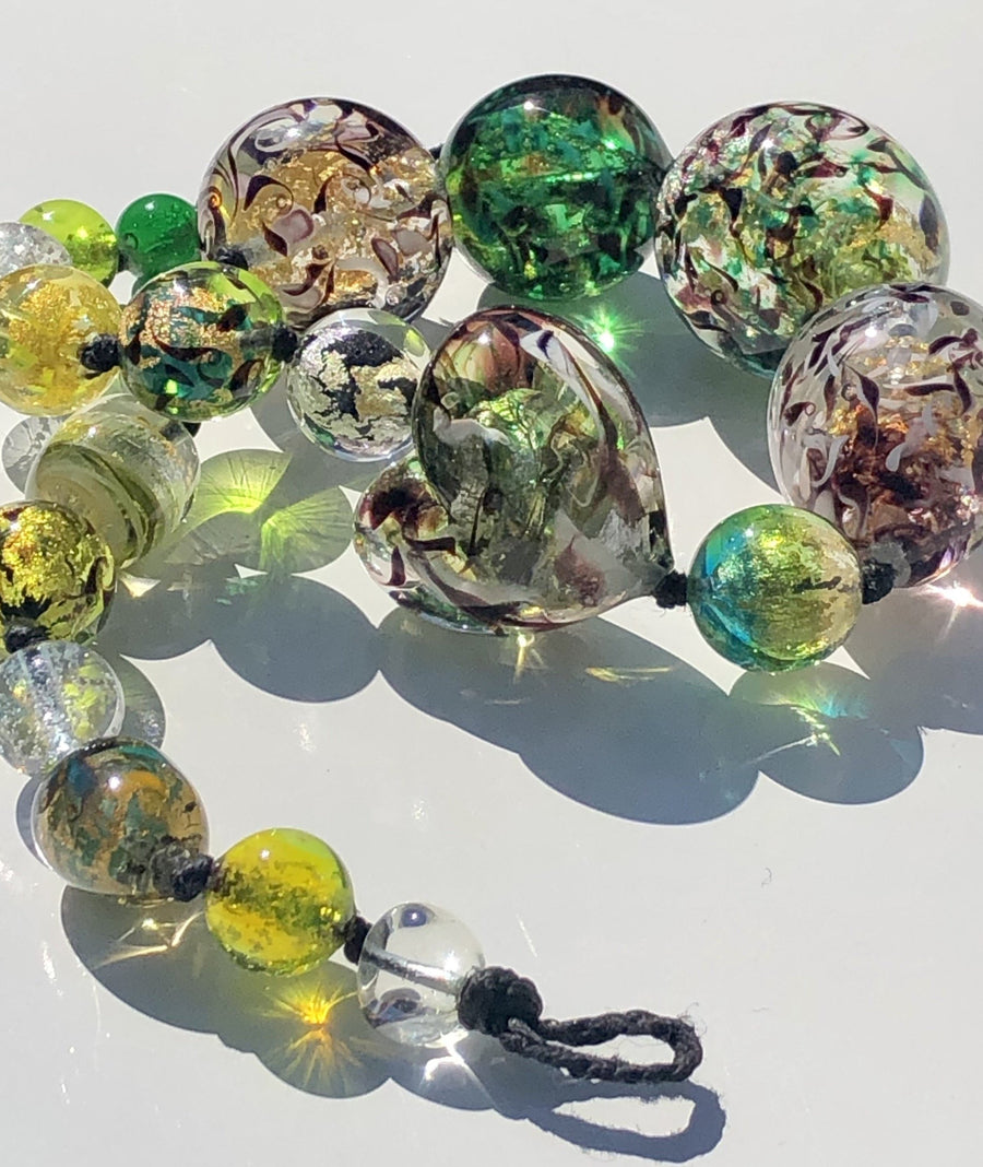 green women necklace glass beads women jewellery